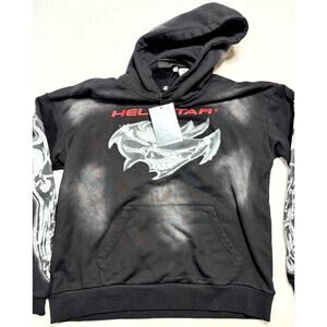 Vintage New Hellstar Records Skulls Black Sun Faded Skale Hoodie Mens Large Wash